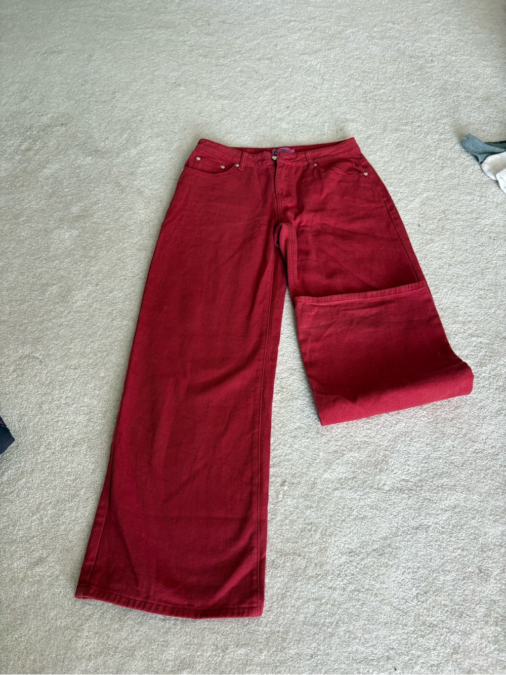 Edikted Burgundy Wide-Leg Jeans